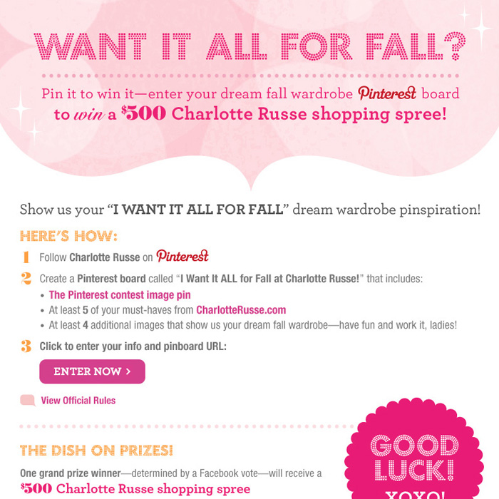 Charlotte Russe Contest Tab/Pin